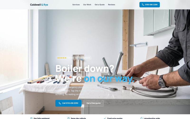 Plumbing demo website built by Ospry Suite
